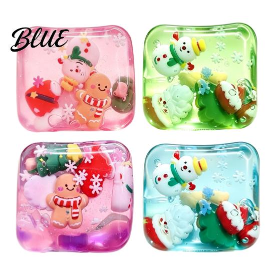 Cute Santa And Snowman Toys Christmas Stress Relief Toy with Internal Dolls Transparent Soft Maltose Fidget for Adults Office Desk Cube Sensory Toy,