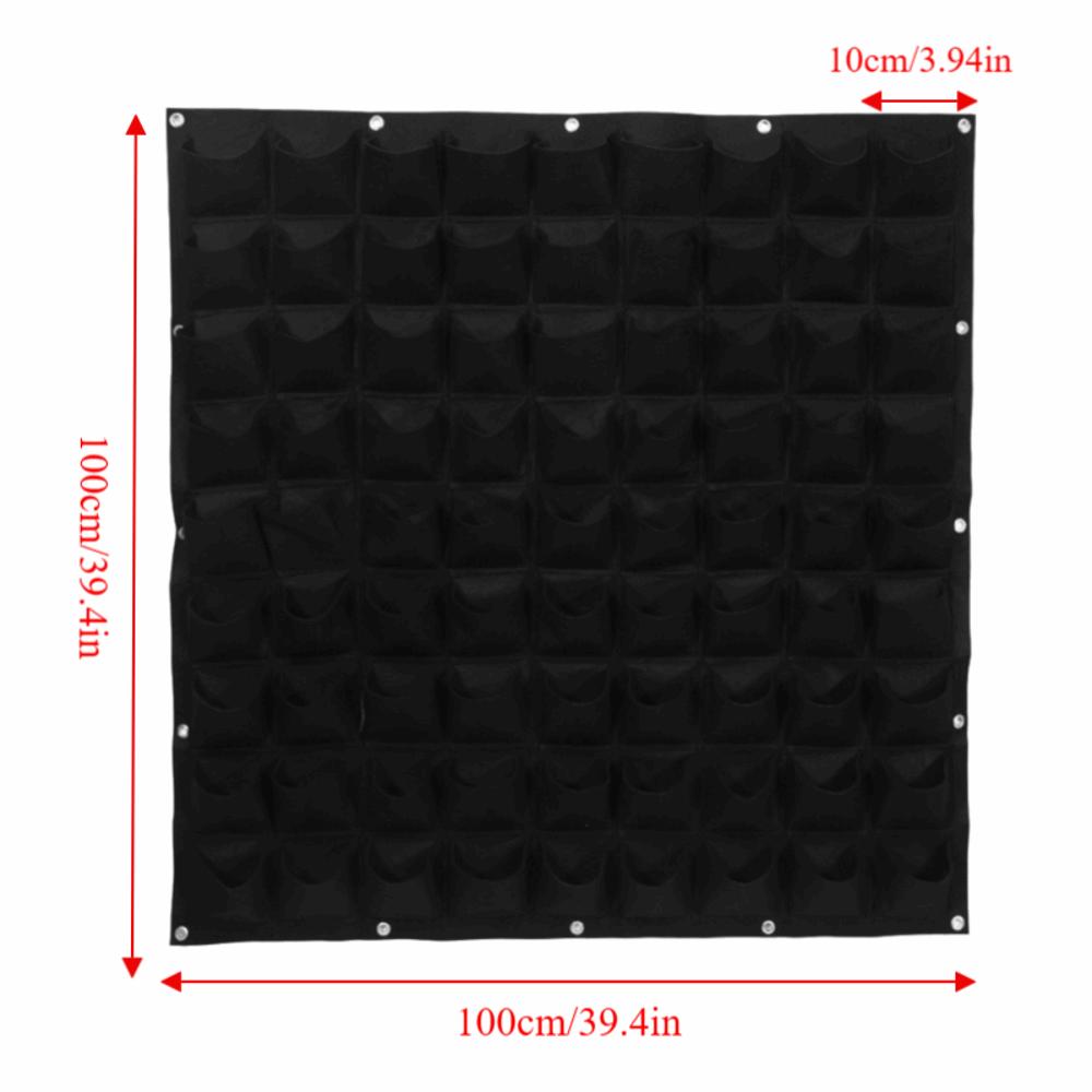Durable 81 Pockets Plant Grow Bag Felt 100*100cm Grow Bag Easy To Hang Lightweight Wall Plant Bags Indoor Gardening