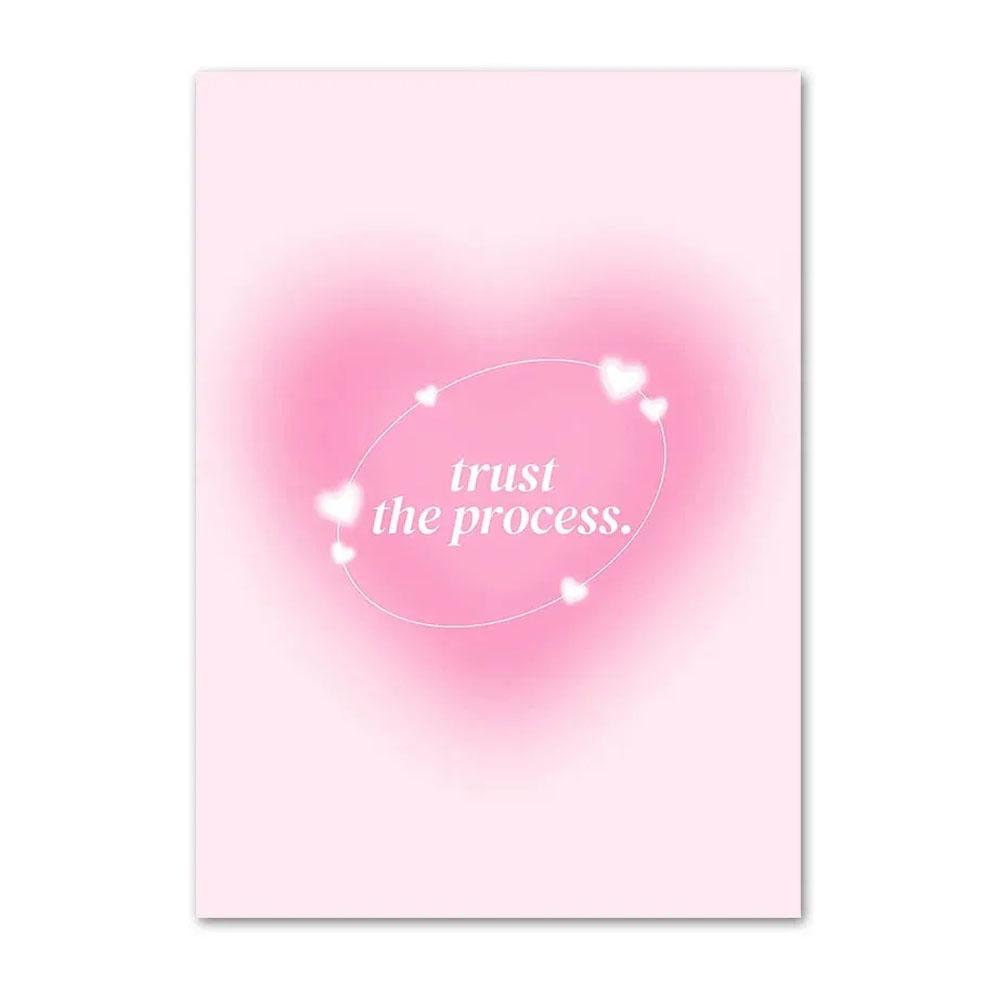 Pink Flower Letter Posters Canvas Painting Modern Love Heart Round Shape Pictures Prints Wall Art for Living Room Decor Unframed