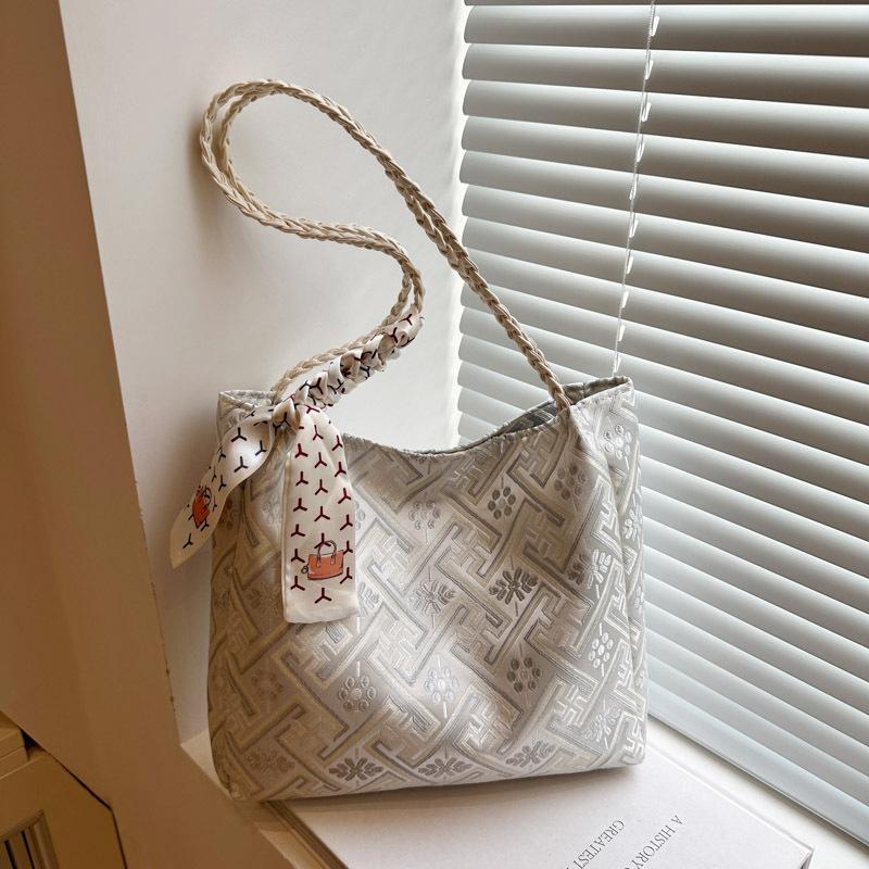 

Сумка премиум-класса большой вместимости в национальном стиле, женская, 2025, новая, модная, повседневная, универсальная, на плечо, мессенджер белый