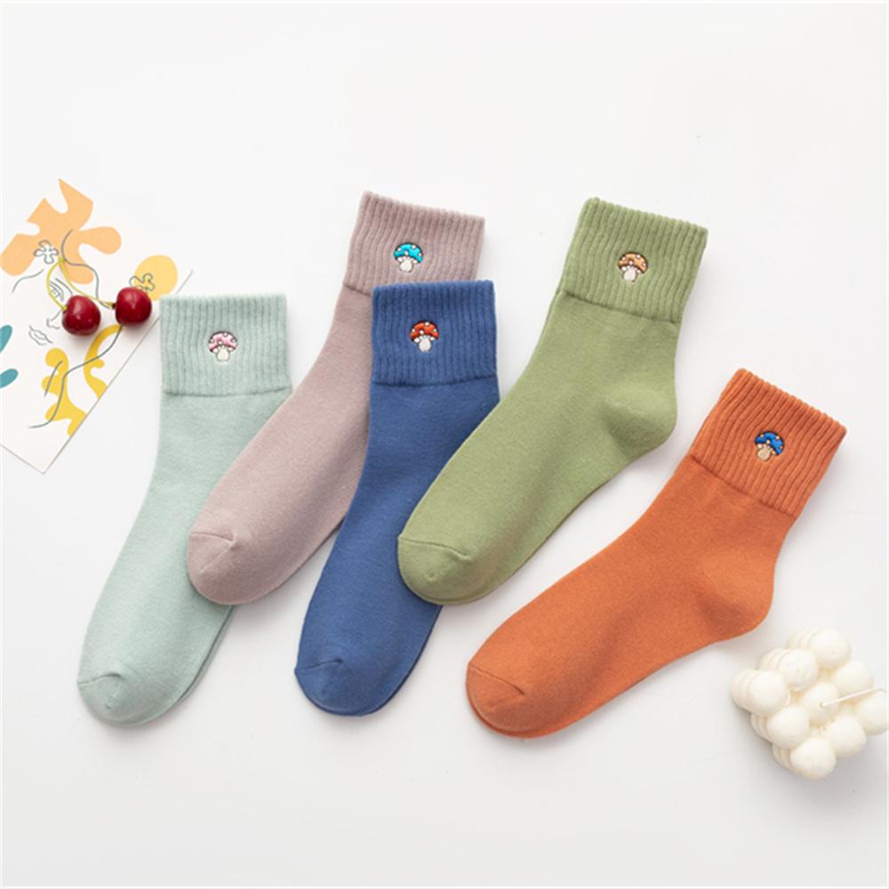 New Fashion Embroidery Cute Cartoon Mushroom Patterned Socks Casual Hipster Unisex Funny Gift Christmas Sokken Dropship