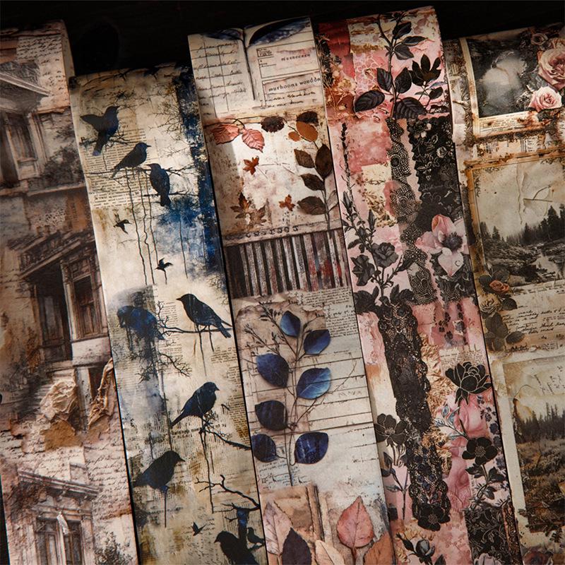 Beautiful Day: Retro European Style Paper Notes & DIY Tape for Collage Decor (6 Styles)