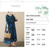 Blue Floral Cotton Linen Plus Size A-Line Dress - Summer 2023, Short Sleeve, Loose Fit