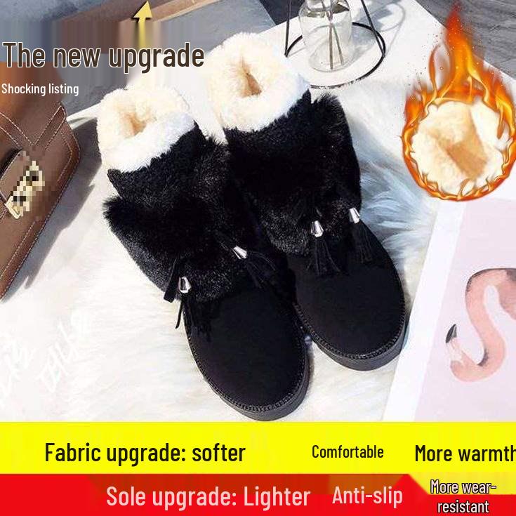 2025 Women's Fleece-Lined Waterproof Snow Boots - Korean Style, Non-Slip, Warm, Mid-Calf.