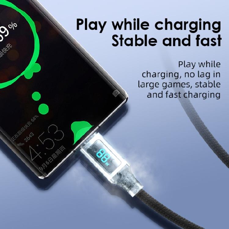 60W USB To Type C Charging Cable Data Transfer 480Mbps Power Delivery Builting In LED Screen for Phone Tablet Laptop