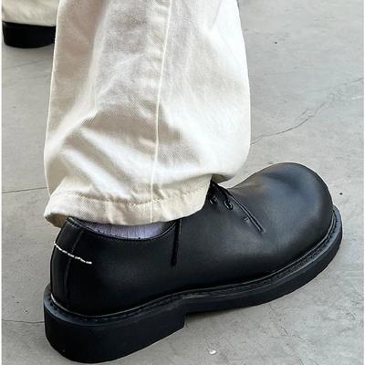 Male Leather Shoes Men  New Chunky Platform Retro Work Shoes Spring Autumn Derby Shoes Low Top Man Casual Flats