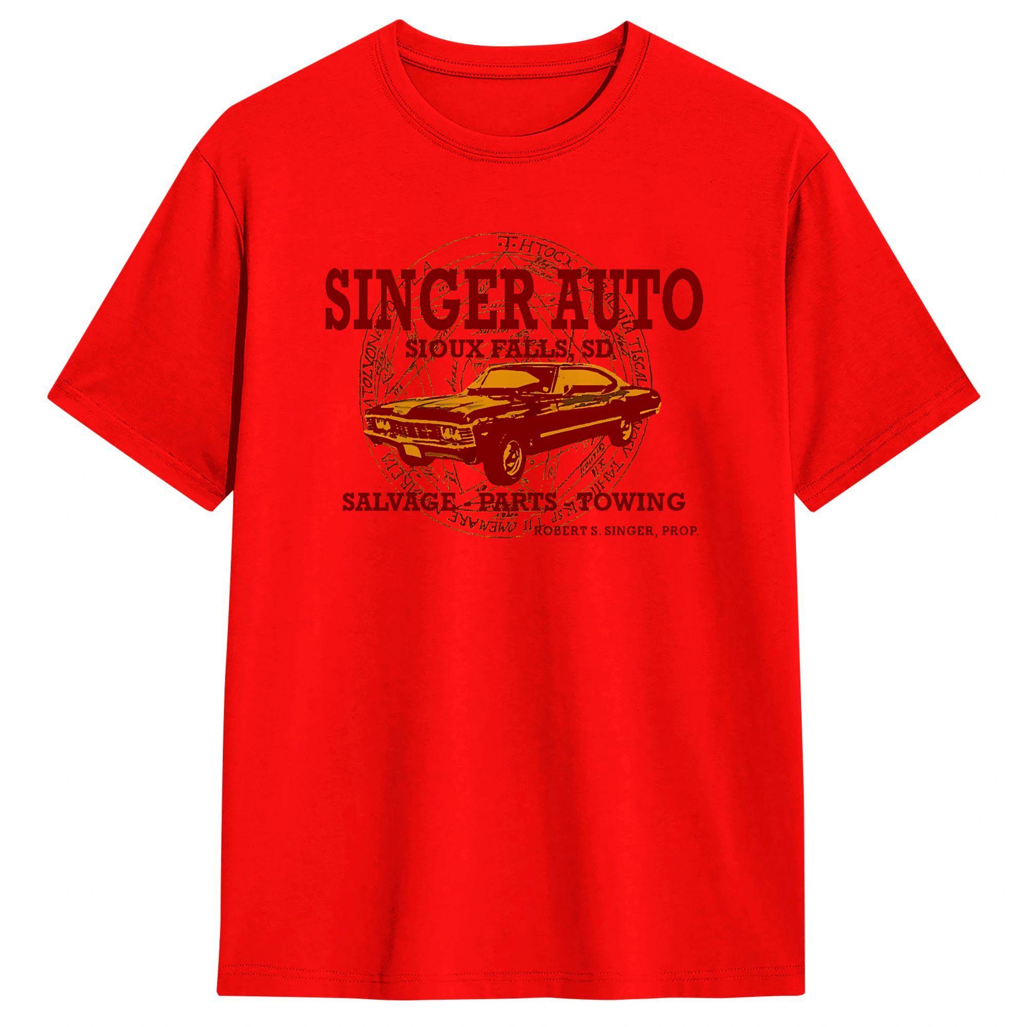 Streetwear T Shirt Summer SINGER AUTO Impala Supernatural Hip Hop TShirts Cotton Tee Shirt for Unisex Y2K Basic Short Sleeve Tops M
