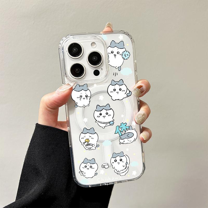 Lovely C-Chiikawas Wireless Charging Case for iPhone 17 Air 16 E 15 14 Plus 13 12 Mini 11 Pro Max Transparent Silicone Cover