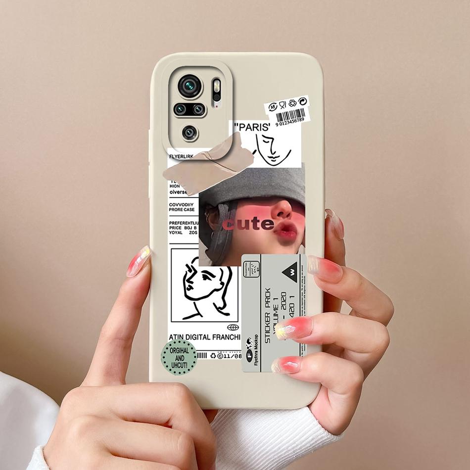 For Redmi Note 10 10T 10S Phone Case Cartoon Liquid Silicone Full Coverage Anti Drop Bumper For Xiaomi Redmi Note10 10 S T Funda