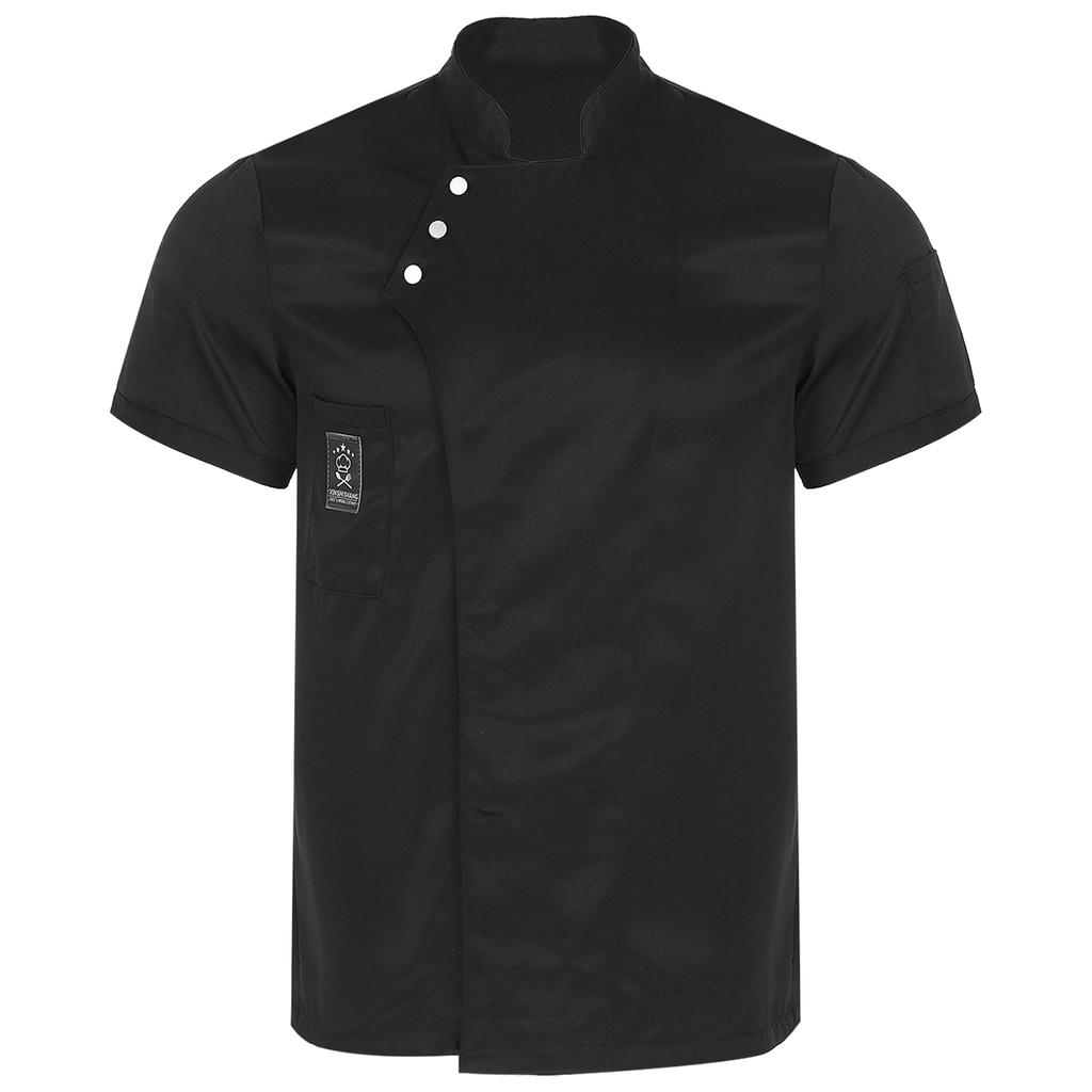Unisex Stand Collar Chef Jacket for Restaurant Kitchen Uniforms Bakery Staff Durable Work Attire