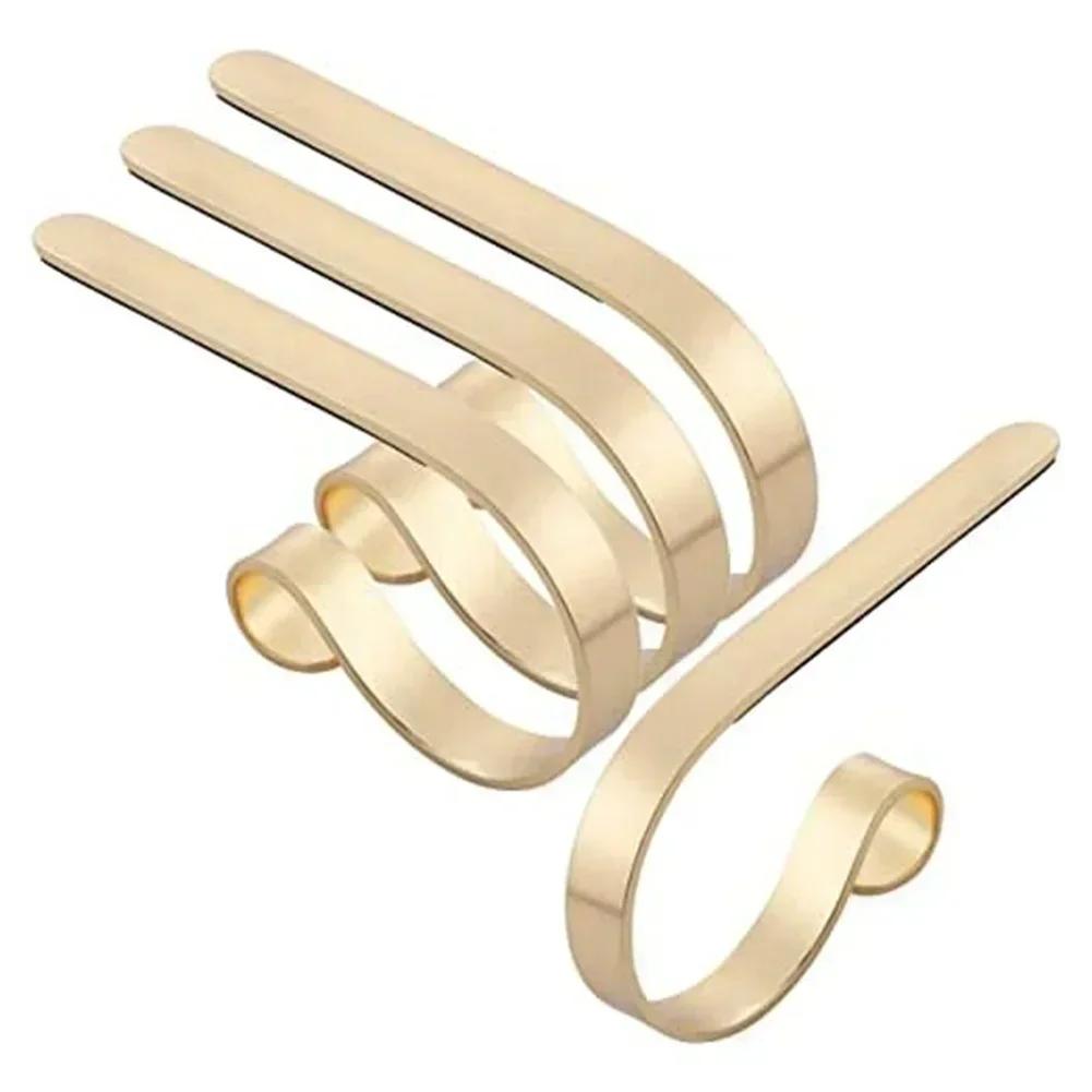 4 Pieces Metal Stocking Hooks For Fireplace Mantels Non Slip Pads Secure Hanging Support For Stockings And Holiday Decor