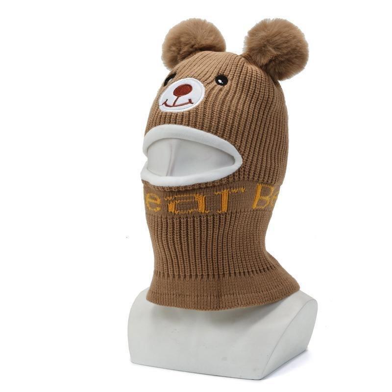Children's Hats, Masks, Scarves, Integrated Boys and Girls Cotton Hats, Winter Piled Thickened Warm Wool Hats, Knitted Hats
