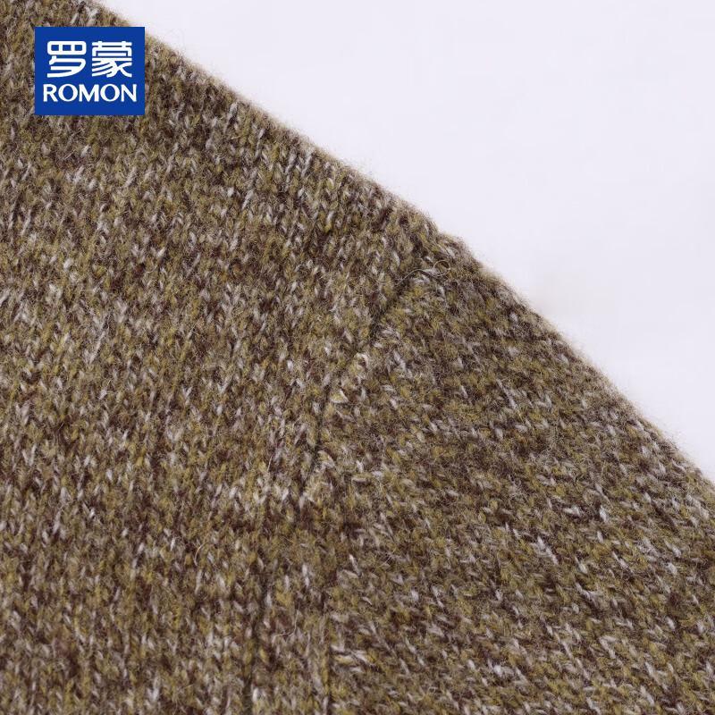 ROMON Men's 100% Pure Wool Half-High Collar Thick Knit Cardigan