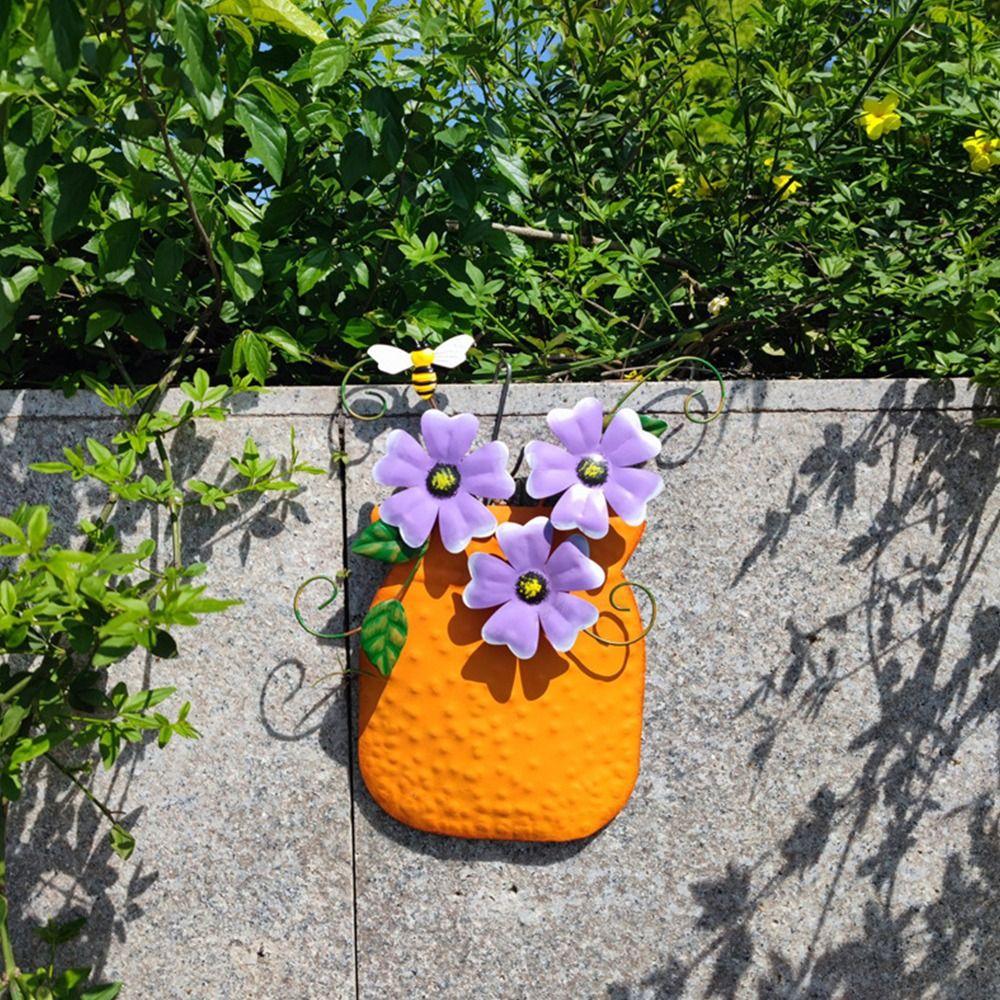 Rustic Wall Hanging Hand-Painted Wall Sculpture Garden Iron Art Decoration  for Garden Fence Patio