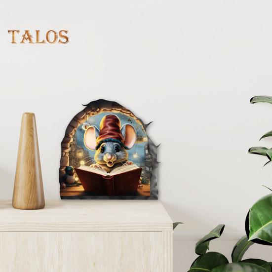 Mouse Wall Sticker Peel And Stick Cartoon Reading Mouse Wall Decal Waterproof Self-Adhesive Sticker for Kids Room Classroom Home Wall Decor