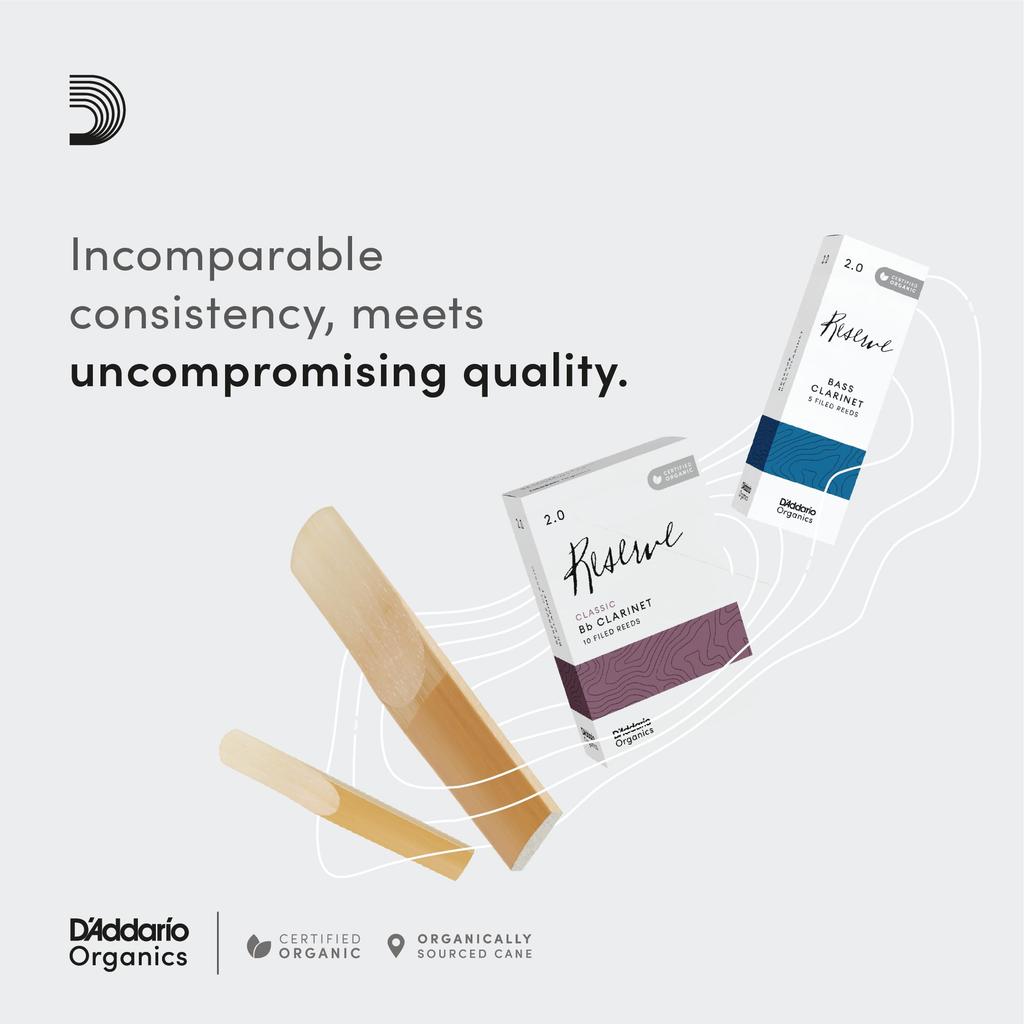 D'Addario WoodWinds D'Addario Reeds for Bb Clarinet, USDA Organic Certified, RESERVE ODCR1030 [Hardness: 3.0], 10 Reeds per Pack [Domestic Genuine Pro