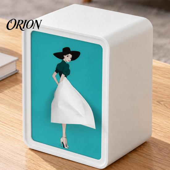 Ballerina Art Paper Dispenser Light-Up Rectangular Tissue Box, Cartoon Design LED Night Light, Decorative Desk Organizer Towel Holder for Bedroom And