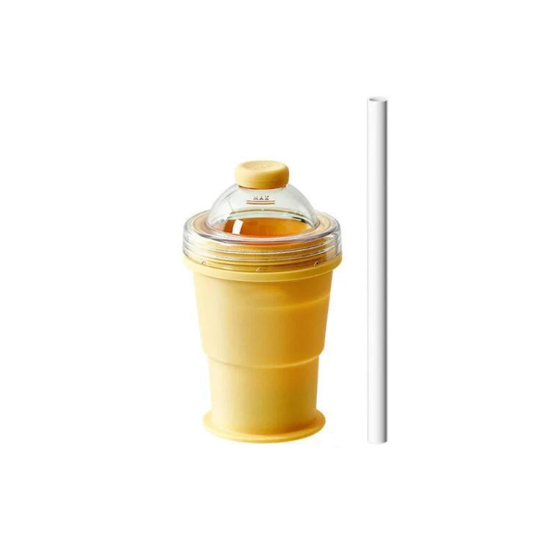 2 In 1 Foldable Silicone Ice Ball Maker Drinking Cup Build-in Straw Ice Ball Mold Travel Mug Portable for Juice &Cocktails Summer Kitchen Tools