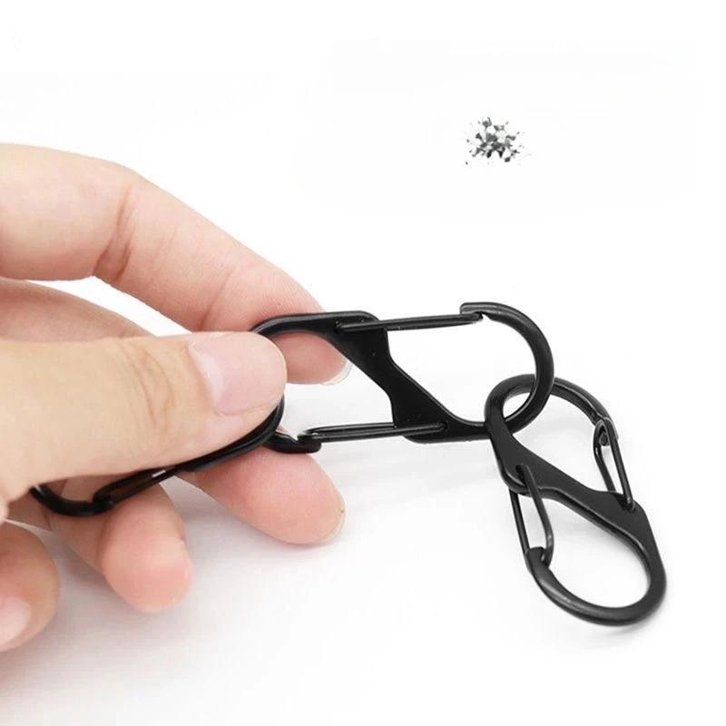 Small Spring Clips for Camping Fishing Traveling 10 Pcs S Shaped Carabiner Metal Double Hooks Carabiner Keychain