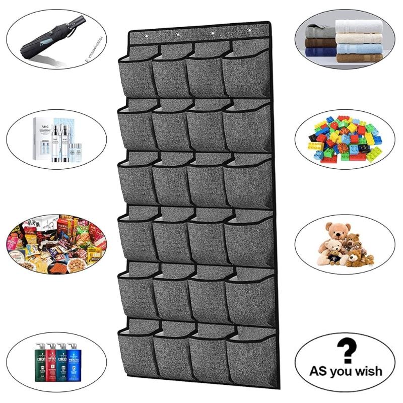 Convenient Door Storage Pouch with 24 Compartments Door Storage Bag Organizer Home Organization Tool Hanging Shoe Rack