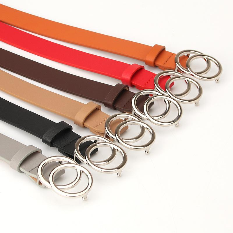 Double Ring Buckle Belts Simple Solid Color PU Leather Waistband Classic Jeans Pants Belt Dress Coat Girdle For Women