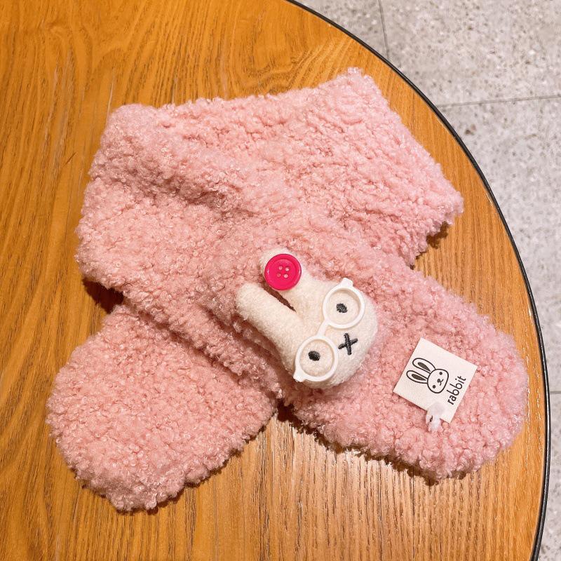 Charming Cartoon Rabbit Plush Gloves - Warm Velvet Lined Winter Mittens for Women and Students