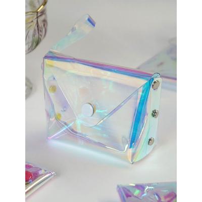 Briskstyle διαφανής ολογραφικό μίνι PVC θήκη με κούμπωμα μπρελόκ πορτοφολάκι κερμάτων