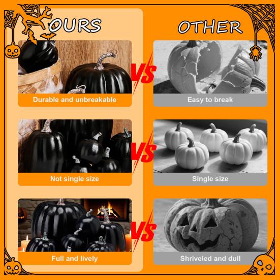 7 Pcs Artificial Pumpkins Assorted Sizes Faux Foam Pumpkin Crafts Farmhouse Rustic Fall Table Centerpiece for Halloween Mantel Shelf Decoration