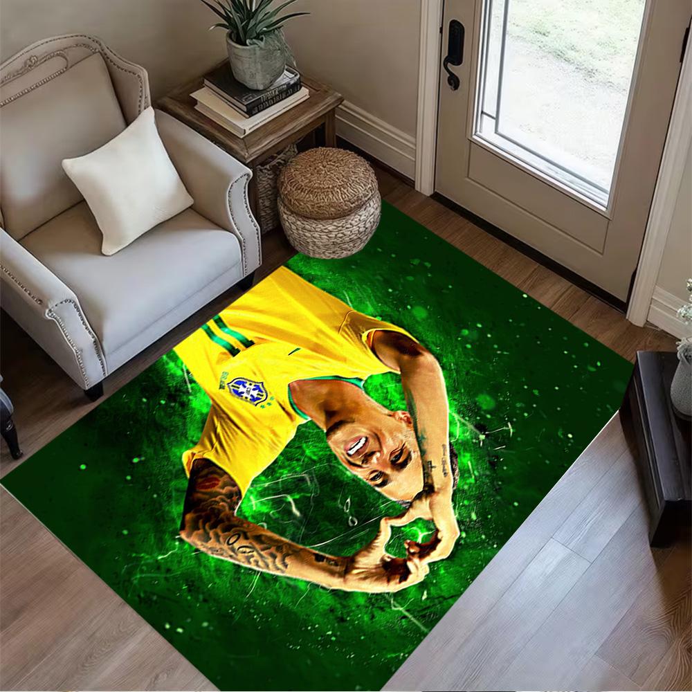 Brazilian Football Star Area Rug Design for Bedrooms Dining Room Dormitory Foyer Antislip Carpet Office home decor