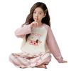 Girls' Spring Pajama Set - Cute Cartoon Long Sleeve Round Neck for Big and Medium Girls