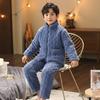Autumn And Winter Long Crystal Flannel Padded Suit Men'S And Children'S Loungewear Thickened Pajamas Warm Three Layers