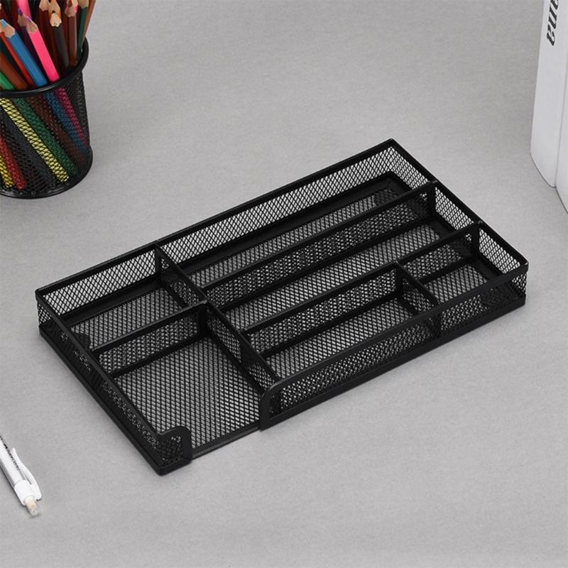 Sturdy Metal Office Drawer Organizers Tray Desktop Storage Container For Pens Files Paper Clip