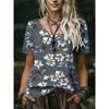 Fashion Versatile Flower Printed V-Neck Top Women's Short Sleeve Casual Comfortable T-Shirts Women’s