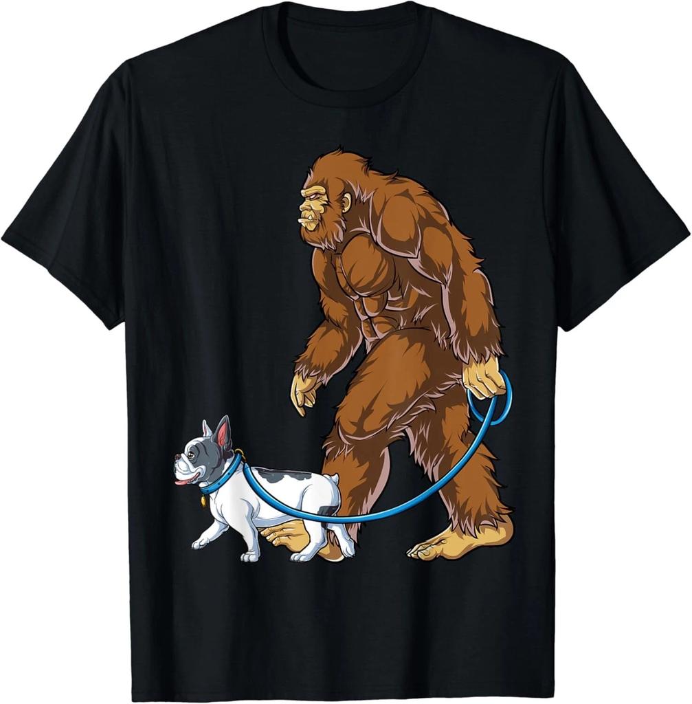 Bigfoot French Bulldog Dog Walk Funny Sasquatch Lovers Men Gift Unisex T-Shirt
