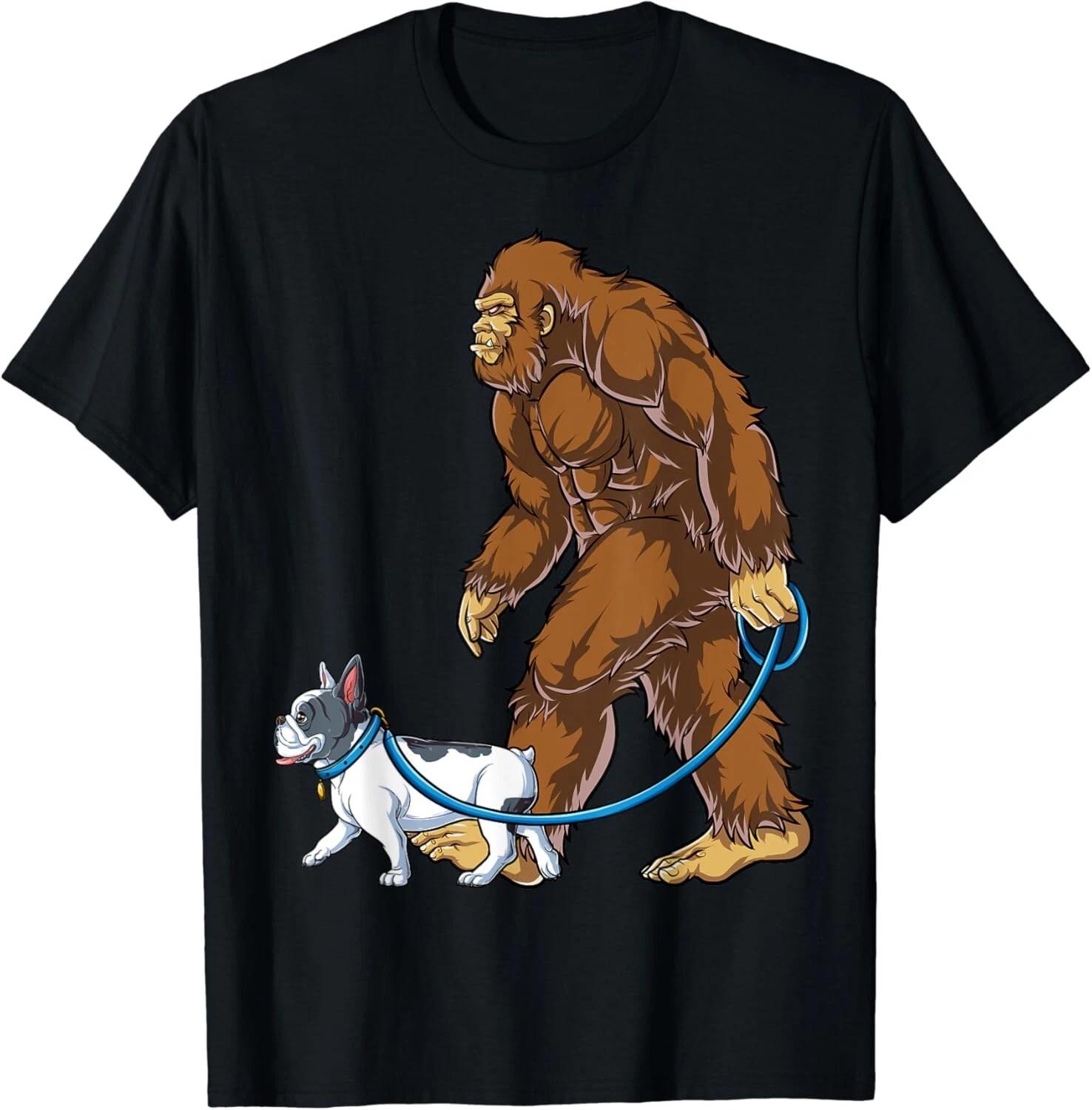 Bigfoot French Bulldog Dog Walk Funny Sasquatch Lovers Men Gift Unisex T-Shirt 4XL