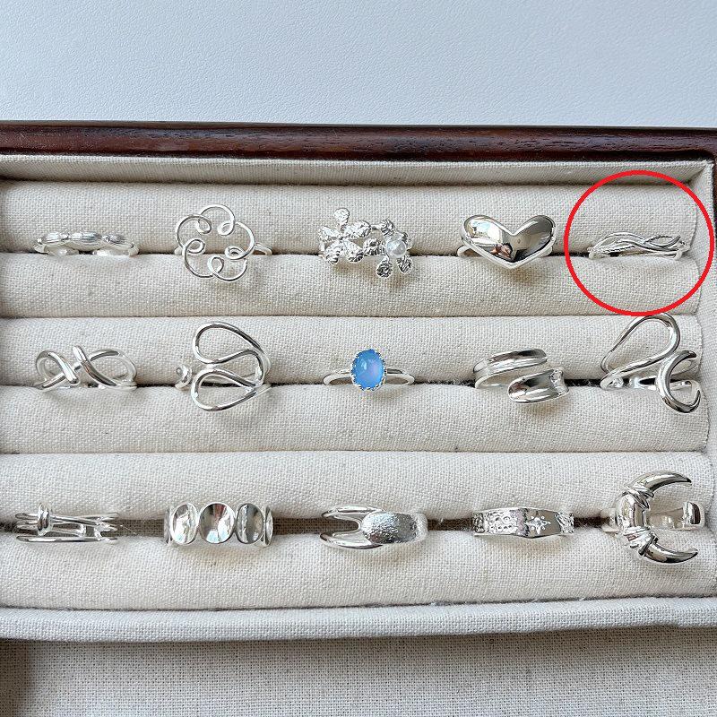 Korean 925 Sterling Silver Geometric Ring: Non-Fading, Versatile, Adjustable, Bright Finish for Women.