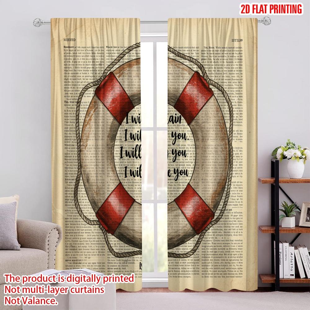 

2pcs,2D plane printing Curtain Popular Hope Life Rescue Scripture Versatile 100% Polyester (without rod) Outdoor Decorations 52.50 × 116.00 cm 2 pcs