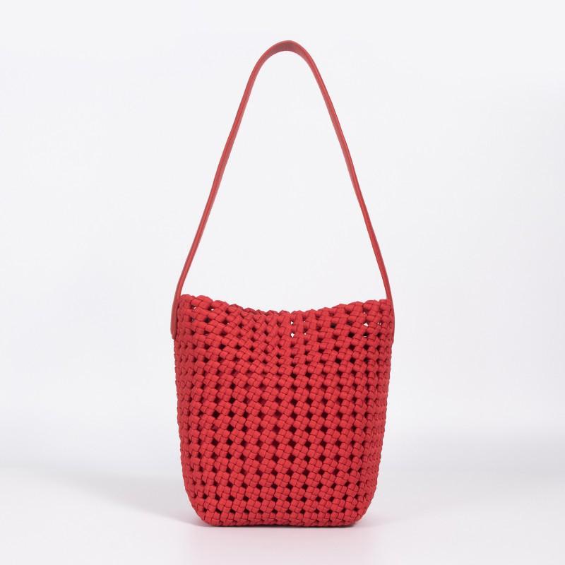 New Niche Vacation Style Woven Bag Large Capacity Seaside Bucket Fashionable Hollow Travel Single Shoulder