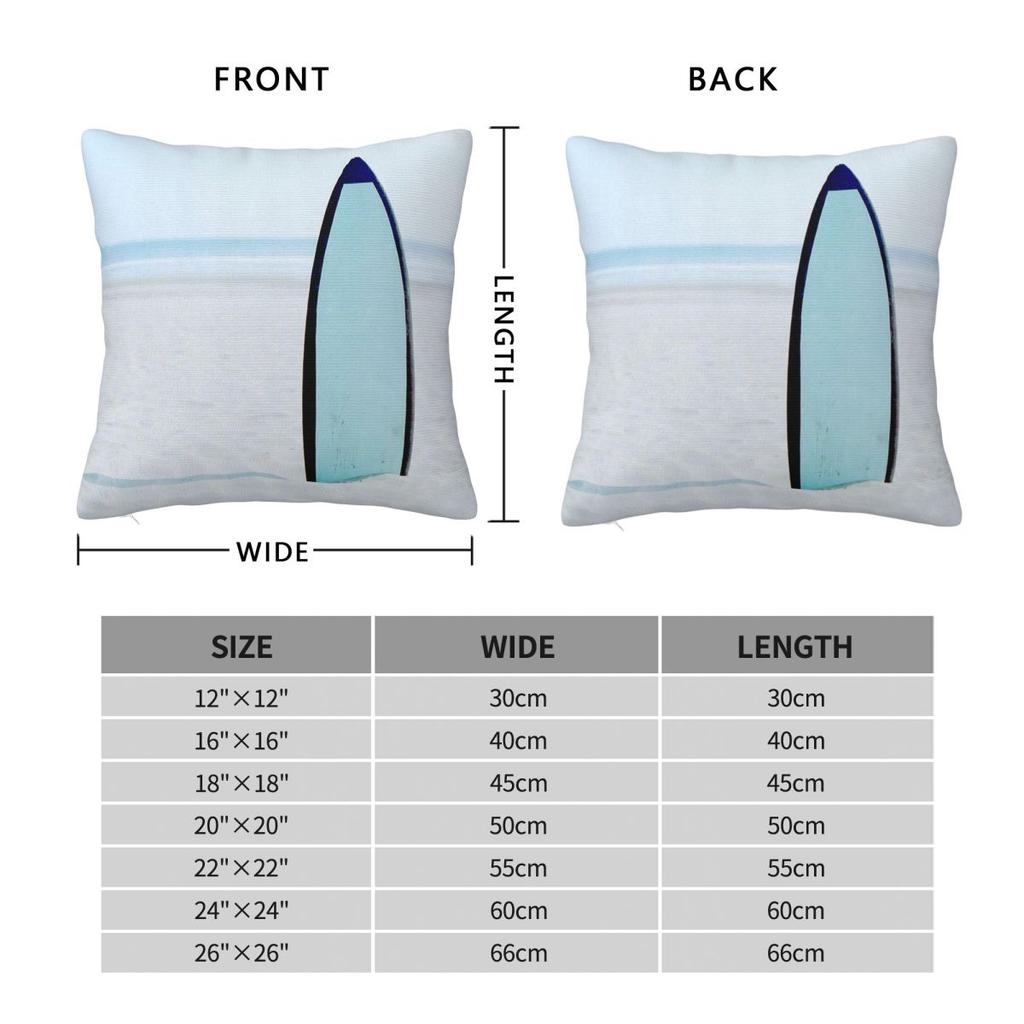 Beach Surfboard Square Pillowcase Polyester Linen Velvet Printed Zip Decor Sofa Cushion Case 45x45