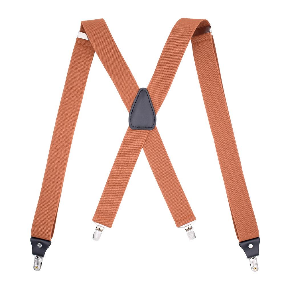 Men Adjustable X-Back Suspenders Elastic 4 Strong Clips Heavy Duty Trouser Braces