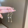 Zircon Pearl Pentagram Fringed Earrings Fashion Light Luxury High-end Stud Earrings Elegant Temperament Earrings