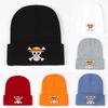 New Cosplay Anime One Piece Skull Knitted Hat Warm Street Dance Beanie Men Women Autumn Winter Hat Black Gray