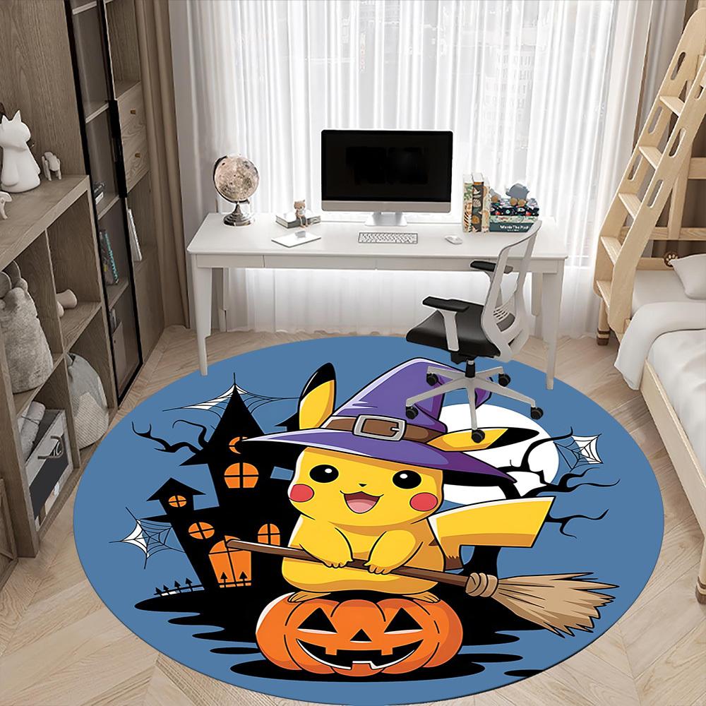 1pc Halloween Pikachu Office Round Area Rug, Under Office Chairs Bedroom Living Room Home Decor  a1022250
