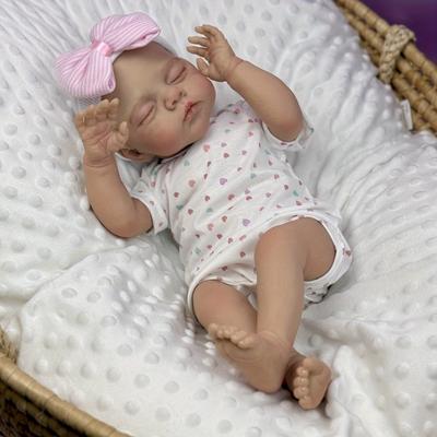 BZDOLL 48 CM 19 Zoll Schlafend Reborn Babypuppe Spielzeug für Mädchen Weiche Vinyl-Gliedmaßen Stoffkörper Bebe Lebensechte Handgefertigte Humanoide Puppen Spielhaus Schlafenszeit Spielzeug