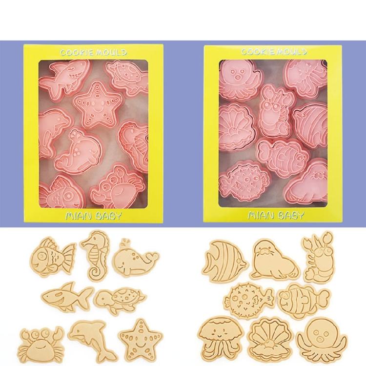 16-teiliges Set Meeres-Tier-Ausstecher Kunststoff-Keksstempel DIY Backwerkzeug
