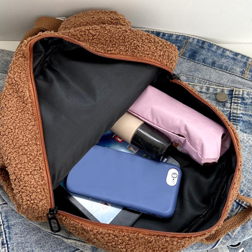 Lovely Plush Backpack Fleece Sherpa Bag Portable Children Travel Shopping Rucksack Cute Schoolbag Kids Bookbag for Women