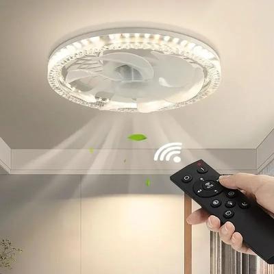 Lampa Wentylator Gniazdo Wentylator Sufitowy z Światłem Pilot Gniazdo E27 Regulacja Prędkości Wiatru 4-biegowa Światło Ściemnialne do Sypialni Kuchni