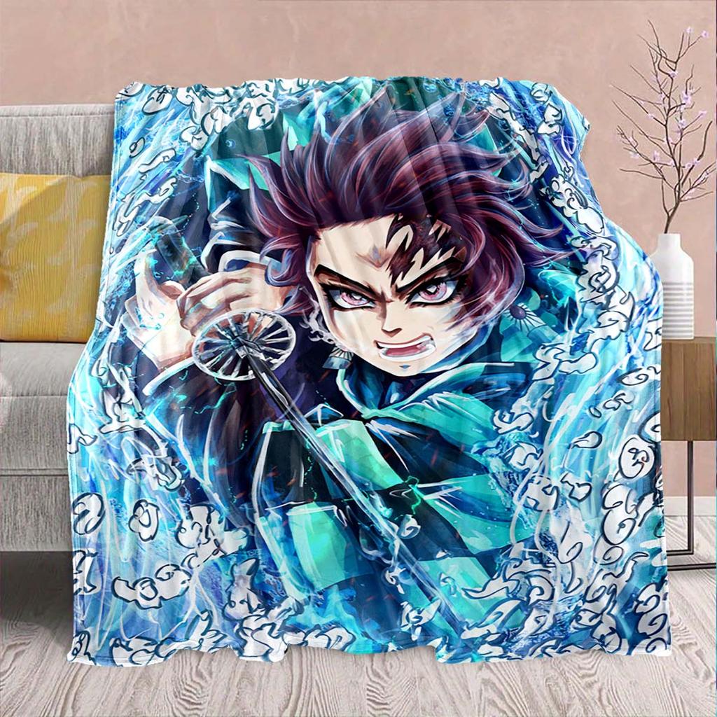 Demon Slayer Anime Flannel Blanket - Soft Warm Perfect for Sofa, Bedding Camping Travel Office Home Decor -QJY