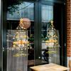 Christmas Window Stickers Large Static DIY Film Removable Golden Christmas Tree Window Decal for Wall Door Mirror Home Workplace