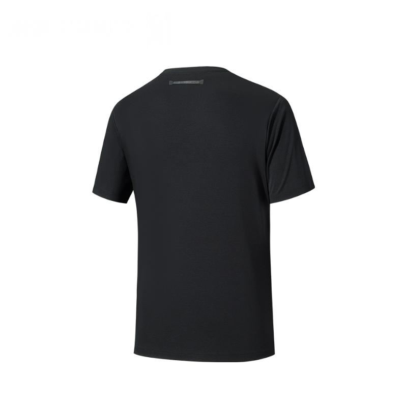 Anta Comfortable Simple Letter Round Neck Pullover Versatile Short Sleeve T-Shirt Men Tops Basic-Black 152520136-4